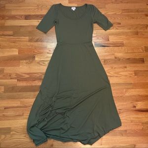 LuLaRoe Ana Maxi Dress Solid Olive Green